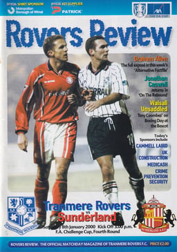 Tranmere Rovers v Sunderland Match Programme 2000-01-08